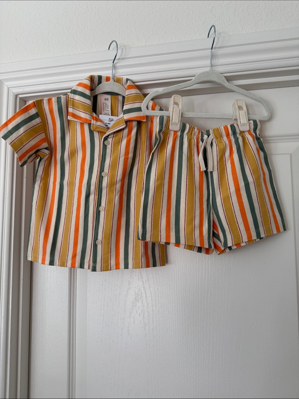 H&M Striped Short Set in Orange, Green & Yellow